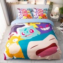 포켓몬스터 이불 커버 침구 세트 잠맘보 고라파덕 꼬부기 싱글침대커버 베개