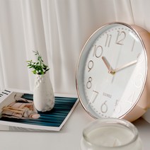 핫버튼 무소음 무타공 벽시계 시계, 실버