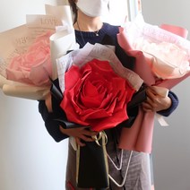 자이언트 꽃다발 장미 한송이 졸업식 입학식 크리스마스 로즈데이 기념일 생일 환갑 축하 선물, 연핑크