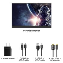 포터블모니터 커브드모니터 qhd모니터 보조모니터 듀얼모니터 17.3 인치 144hz ips 울트라 슬림 휴대용 모니터 1080p hdr hdmi type-c 디스플레이 컴퓨터, 케이스 스탠드 없음, 미국 플러그