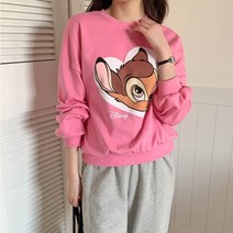 (디즈니정품) 하트 밤비 여성맨투맨 / 루즈핏 맨투맨