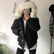겨울 숏패딩 점퍼 화이트 라쿤야상