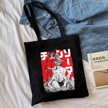 에코백 일본 애니메이션 만화 체인톱 남자 토트 백 캔버스 숄더백 에코 힙합 쇼핑백 여성 하라주쿠 쇼퍼 여성용 가방