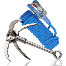 QUADPALM Grappling Hook with 10m Rope – 멀티기능적 Grapple - 4 스테인레스 스틸 접이식 Claws Heavy Duty 아웃도어 캠핑 하이킹, blue