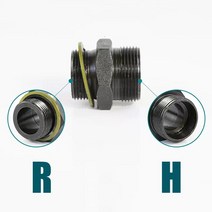 유압 고압 파이프 조인트 미터법 피팅 커넥터 어댑터 탄소강 외부 나사 스트레이트 스루, 01 H, M33x2R to M36x2H