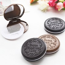 쿠키모양 아동 휴대용 빗거울 세트 2개, 1개