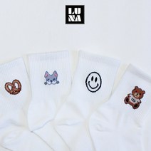 여성용 캐릭터 중목 하이-디 4족 세트, 혼합(칼라별1족씩)