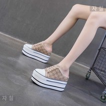 자칠 키높이캔버스화 뮬 즈크화 여성 인싸템 안 10CM 극 통굽 센치 하이탑 블로퍼 슬리퍼 핏아우터 가을