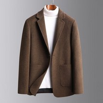 트위드 겨울 니트 자켓 세트 디자이너 브랜드 양모 남성 코트 옷깃 클래식 그레이 브라운 블랙 새로운 짧은 재킷 단색