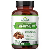Zazzee 피크노제놀 소나무 껍질 추출물 350mg 비건 180베지캡슐, 180정, 1개
