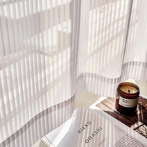 수직 블라인드 쉬어 커튼 스트라이프 쉬폰 튤 라이트 투명 창 거실 침실용, White+1PC W135xH240cm+Hook Typ