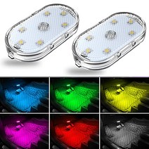자동차 램프 라이트 전조등 LED 실내 조명 2개 팩 다색 LED 분위기 조명 LED 터치 조명 RGB 7색 조절 가능 실내 조명 보트 캐러밴용 무선 모바일 충전식 독일직배송