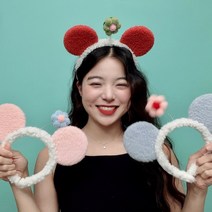 0250 흔들흔들 스프링꽃 쥐머리띠 헤어밴드 팬싸템 우정템 파자마파티 셀프스튜디오, 핑크귀