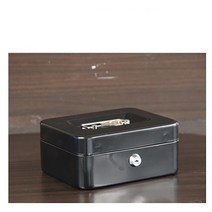 소형금고 미니 가정용 사무실 개인금속 안전 상자 현금 주최자 휴대용 금전 등록기 돈 상자 서랍 키 귀여운, 02 Black
