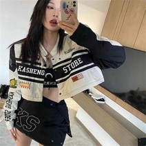 과잠 항공점퍼 간절기 아우터 YICIYA 여성용 봄버 재킷 대표팀 코트 자수 긴팔 레이스 카 빈티지 분리형 밑단 겨울 야구