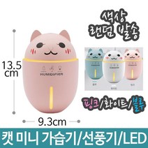 미니 무드등 가습기 휴대용 LED 램프 캣 선풍기 겸용, 상세페이지 참조