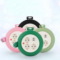 러그 가정용 캠핑용 매직서클 usb 3구 멀티탭 3m 전기 콘센트, 블랙