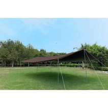 렉타타프 폴대 포함 방수코팅 차광막 캠핑 풀세트 차단, 블랙 코팅 카키색 5x4.4m + 폴대 2개