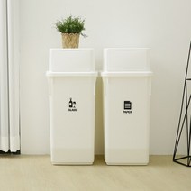 [엔플라스틱]컬러빈 분리수거함 롱바디 60L 2P, 화이트, 2개