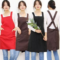 하랑이플 엑스자 찍찍이 앞치마(FREE BIG) 벨크로 X자 주방 바리스타 식당 빅사이즈 앞치마, 브라운(FREE)