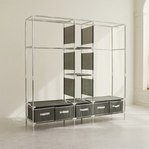 시즌헬로 수납간이옷장 5단 옷걸이장, 그레이