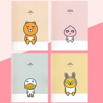 카카오프렌즈 3000 무선 스프링노트 연습장 선택1종, 무지, 1개