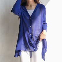 르찌나 페어 여름 롱 루즈핏 미시 쉬폰가디건