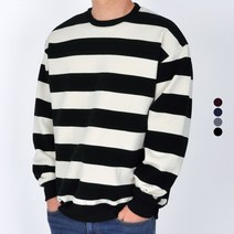 가이스토리 남성용 스트라이프 오버핏 긴팔 르네스 단가라 맨투맨