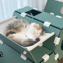 파파냥 캣 놀이터 육각 3단 고양이 숨숨집 대형 조립식 모듈 해먹 캣타워 하우스 겸용, 해먹형, 오션블루
