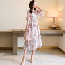 여름 비치 보헤미안 원피스 플라워 쉬폰 여하 분위기 여-99571
