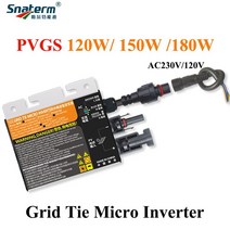 120w 150w 180w mppt 태양광 발전 그리드 마이크로 전력 인버터 dc10.8-30v ac110v-230v 50hz60hz 방수 ip65, pvgs 180w, 10.8v-30vdc, 80v-160vac