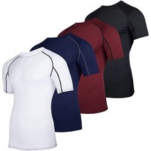[미국직배송] 4 팩: 남성용 반팔 압축 셔츠 베이스 레이어 열 슬리밍 언더셔츠 Activewear Training Athletic Crew T-Shirt Qu
