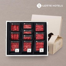 [롯데호텔] 1++ 등급 홍천 늘푸름 한우 프리미엄 선물세트 1호(등심8안심4채끝4 살4), 단품