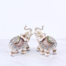 골드디자인 화이트 엔틱코끼리장식품 WE01 소 2P SET 인테리어장식소품 코끼리소품