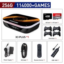 월광보합 게임기오락기 슈퍼 콘솔 X3 플러스 레트로 게임 PSP/PS1/N64/Sega Saturn/DC 114000 + 4K/8K HD, 06 256G-4 Controllers_04 미국