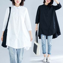 7부 A라인 루즈핏 와이드 셔츠 블라우스