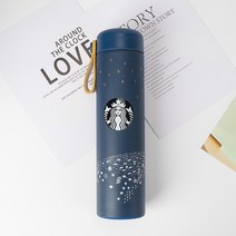 스텐 스타벅스 텀블러 대용량 보온병 써모스 생일 선물, 550ml, 푸른 색