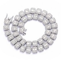 남성 여성을위한 13mm 바게트 체인 라인 석 링크 초커 목걸이 Bling Charms Hiphop Jewelry Gifts, 03 Silver_07 8inch bracelet