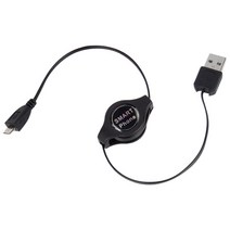 카데코 스마트폰 충전 데이터 케이블 USB 릴타입 자동되감기, 블랙