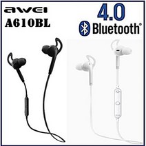 AWEI 정품 블루투스이어폰 A610BL/파우치증정, 블랙