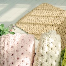알로하 손뜨개매트(핑크 아이보리) (발매트/욕실매트/면매트), 핑크