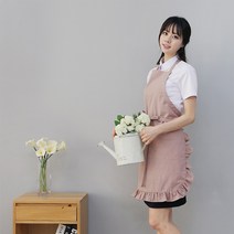목걸이형 프릴 앞치마(AP1049-피치퍼프), 피치퍼프