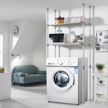 하우스데이 100%국산 세탁기선반 및 김치냉장고선반 행거, [원터치]폭조절 세탁기선반 2단(4기둥)
