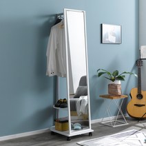 [푸른언덕] 하이디 이동식 전신거울 행거 오픈형, 화이트