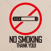뭉키데코 심볼 NO SMOKING THANK YOU 금연스티커, 블랙 + 레드, 1개