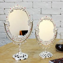큐빅거울 탁상거울 타원거울 주석/실버/신주, 큐빅 타원거울_중(신주)