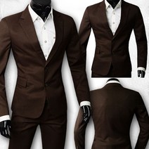 [인터페이스]추동복 카키브라운 모직슈트 슬림핏슈트 2PCS 정장 상하의세트 DB799
