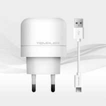 템플러 USB 듀얼 2.1A 충전기(C타입 케이블 포함), TEM-H1-212(C타입케이블포함)