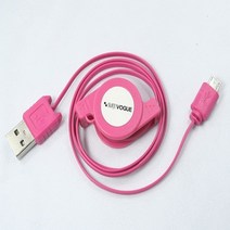 9V 고속충전지원 마이크로5핀 USB 릴타입 충전 케이블, 1개, SMH릴-블루, 0.8m