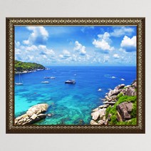 아트박스/꾸밈 cy699-힐링의바다섬_창문그림액자(중형)_디자인시트지, E타입-골드브라운